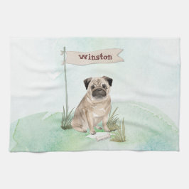 Individuelle Name Mops Haustier Geschirrtuch