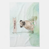 Individuelle Name Mops Haustier Geschirrtuch (Vertikal)