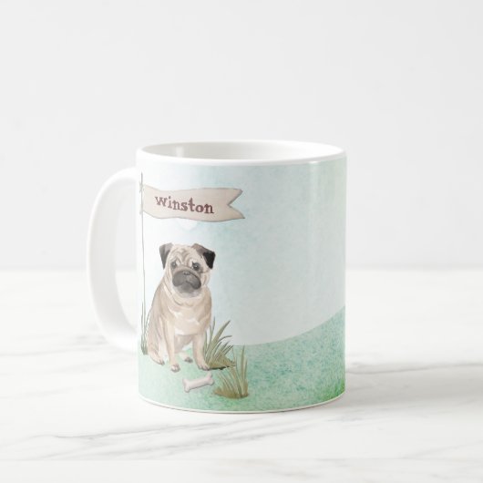 Individuelle Name Mops Haustier Kaffeetasse (Vorderseite Links)