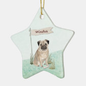 Individuelle Name Mops Haustier Keramik Ornament (Links)