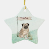 Individuelle Name Mops Haustier Keramik Ornament (Hinten)