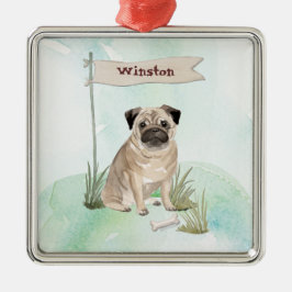 Individuelle Name Mops Haustier Ornament Aus Metall
