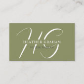 Individuelle Name Moss Sage Olive Green White Mono Visitenkarte (Vorderseite)