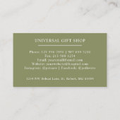 Individuelle Name Moss Sage Olive Green White Mono Visitenkarte (Rückseite)