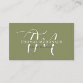 Individuelle Name Moss Sage Olive Green White Mono Visitenkarte (Vorderseite)