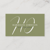 Individuelle Name Moss Sage Olive Green White Mono Visitenkarte (Vorderseite)