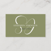 Individuelle Name Moss Sage Olive Green White Mono Visitenkarte (Vorderseite)