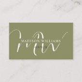 Individuelle Name Moss Sage Olive Green White Mono Visitenkarte (Vorderseite)
