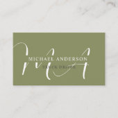 Individuelle Name Moss Sage Olive Green White Mono Visitenkarte (Vorderseite)