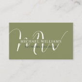 Individuelle Name Moss Sage Olive Green White Mono Visitenkarte (Vorderseite)