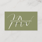 Individuelle Name Moss Sage Olive Green White Mono Visitenkarte (Vorderseite)
