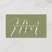 Individuelle Name Moss Sage Olive Green White Mono Visitenkarte (Vorderseite)