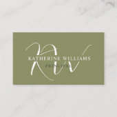 Individuelle Name Moss Sage Olive Green White Mono Visitenkarte (Vorderseite)