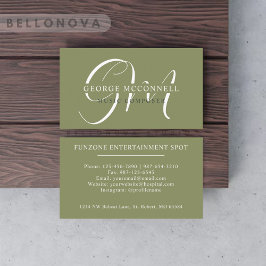 Individuelle Name Moss Sage Olive Green White Mono Visitenkarte