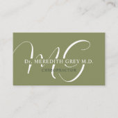 Individuelle Name Moss Sage Olive Green White Mono Visitenkarte (Vorderseite)