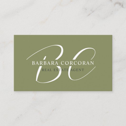 Individuelle Name Moss Sage Olive Green White Mono Visitenkarte (Vorderseite)