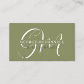 Individuelle Name Moss Sage Olive Green White Mono Visitenkarte (Vorderseite)
