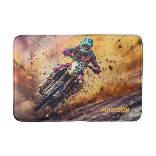 Individuelle Name Motocross Badematte (Vorderseite)