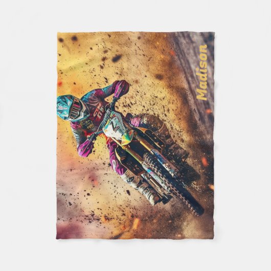 Individuelle Name Motocross Fleecedecke (Vorderseite)
