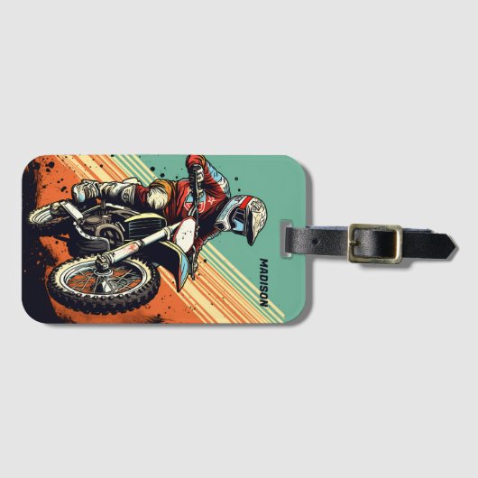 Individuelle Name Motocross Gepäckanhänger (Vorderseite (Horizontal))