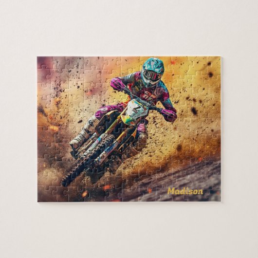 Individuelle Name Motocross Puzzle (Horizontal)