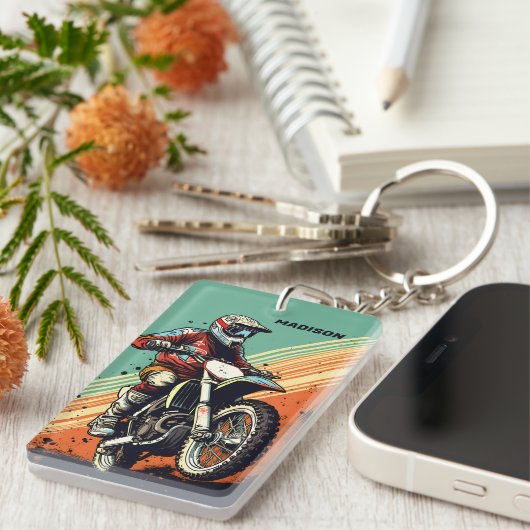Individuelle Name Motocross Schlüsselanhänger (Vorderseite rechts)