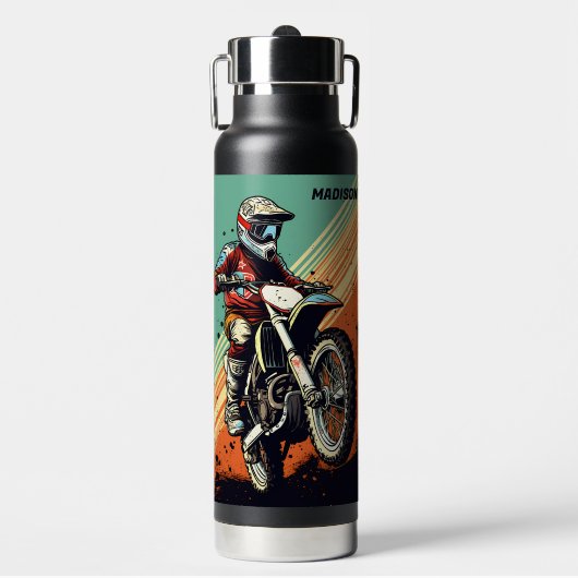 Individuelle Name Motocross Trinkflasche (Vorderseite)