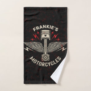 Individuelle Name Motorrad Piston Wings Biker Gara Handtuch