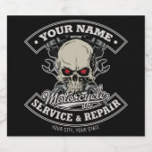 Individuelle Name-Motorradgarage Bierflaschenetikett (Einzelnes Label)