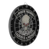 Individuelle Name-Motorradgarage Dartscheibe (Vorderseite Links)