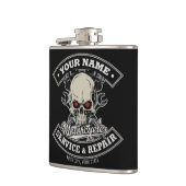 Individuelle Name-Motorradgarage Flachmann (Links)