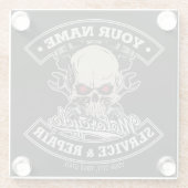 Individuelle Name-Motorradgarage Glasuntersetzer (Rückseite)