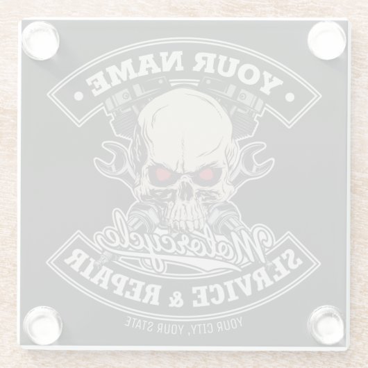 Individuelle Name-Motorradgarage Glasuntersetzer (Rückseite)