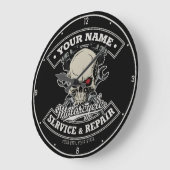 Individuelle Name-Motorradgarage Große Wanduhr (Winkel)