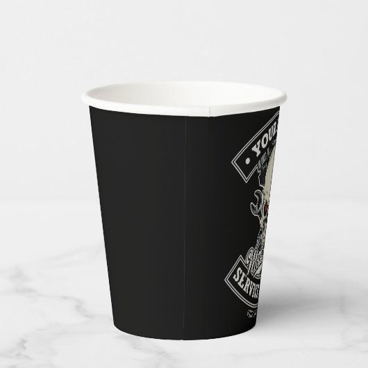 Individuelle Name-Motorradgarage Pappbecher (Rechts)