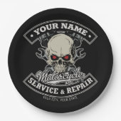 Individuelle Name-Motorradgarage Pappteller (Vorderseite)