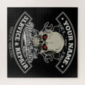 Individuelle Name-Motorradgarage Puzzle (Horizontal)