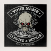 Individuelle Name-Motorradgarage Puzzle (Vertikal)