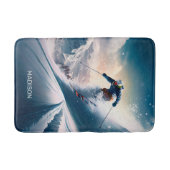Individuelle Name Mountain Skier Badematte (Vorderseite)