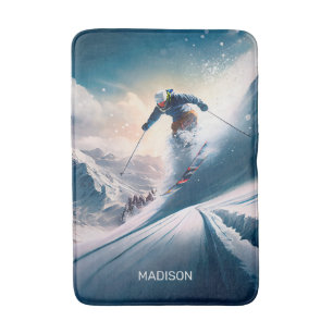 Individuelle Name Mountain Skier Badematte