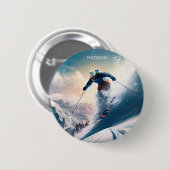 Individuelle Name Mountain Skier Button (Vorne & Hinten)