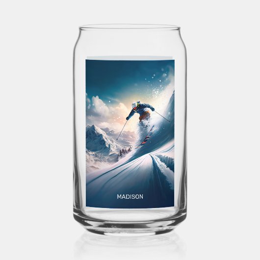 Individuelle Name Mountain Skier Dosenglas (Vorderseite)