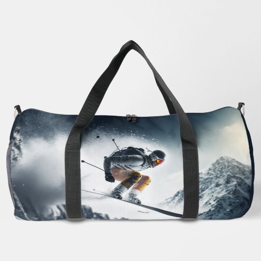 Individuelle Name Mountain Skier Duffle Bag (Rückseite)