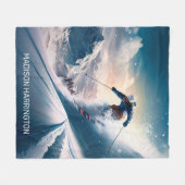 Individuelle Name Mountain Skier Fleecedecke (Vorderseite (Horizontal))