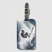 Individuelle Name Mountain Skier Gepäckanhänger (Vorderseite Vertikal)