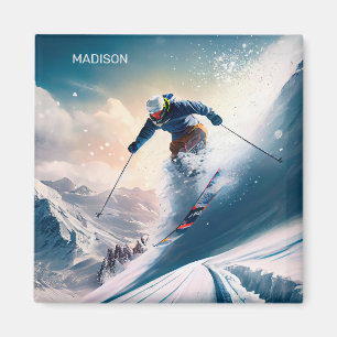 Individuelle Name Mountain Skier Magnet