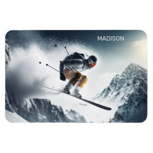 Individuelle Name Mountain Skier Magnet