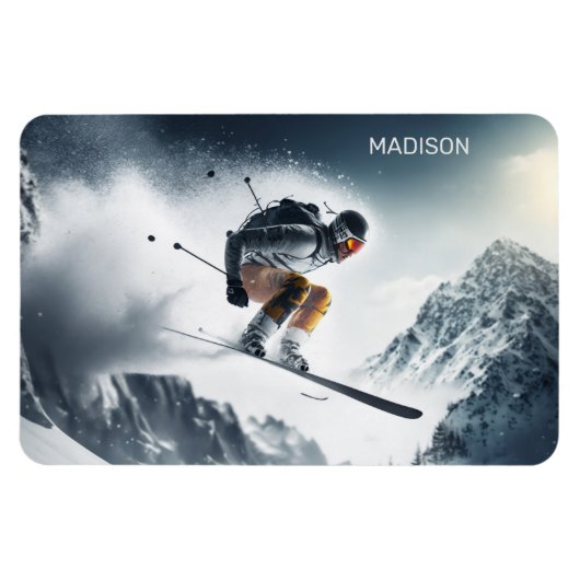 Individuelle Name Mountain Skier Magnet (Horizontal)