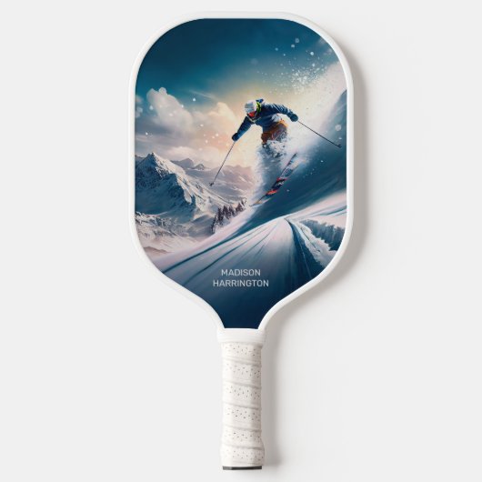 Individuelle Name Mountain Skier Pickleball Schläger (Vorderseite)