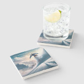 Individuelle Name Mountain Skier Steinuntersetzer (Seitenansicht)